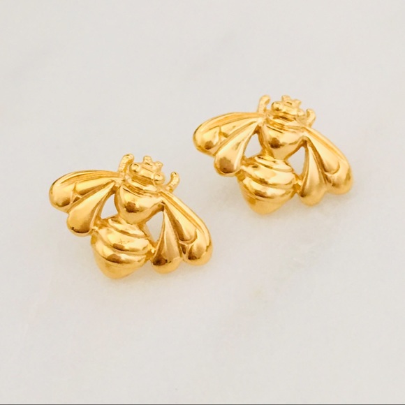 J. CREW Demi-fine 14k Gold-Plated Bee Studs - Picture 3 of 7